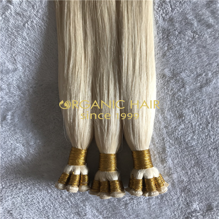 High quality human hair extensions#60 hand tied hair H131